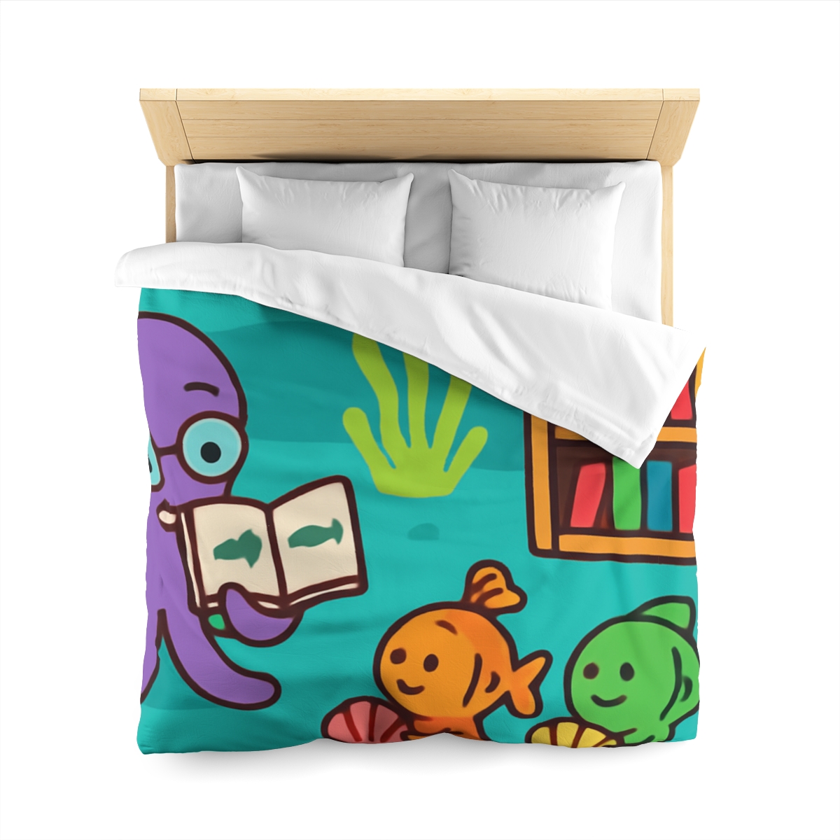 Coral Reef Library With The Octopus Librarian soft comforter duvets