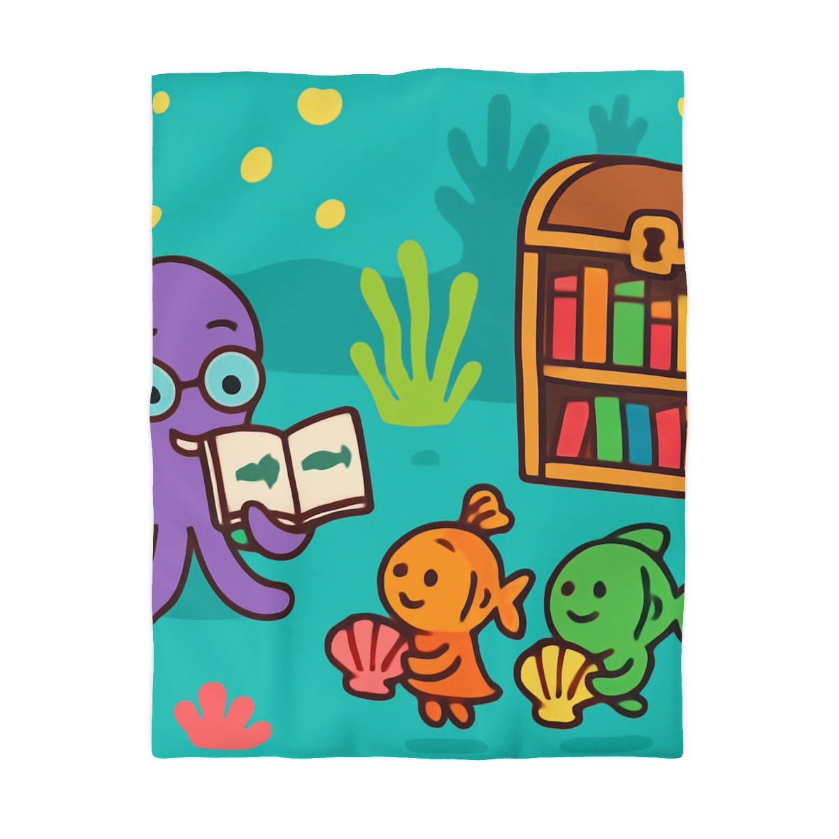 Coral Reef Library With The Octopus Librarian soft comforter duvets