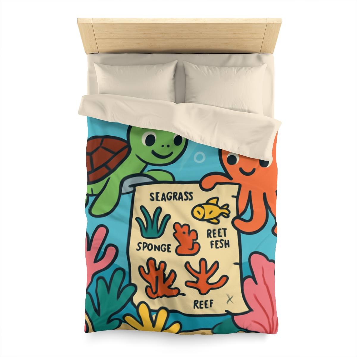 Coral Reef Map Makers personalized bedding duvets