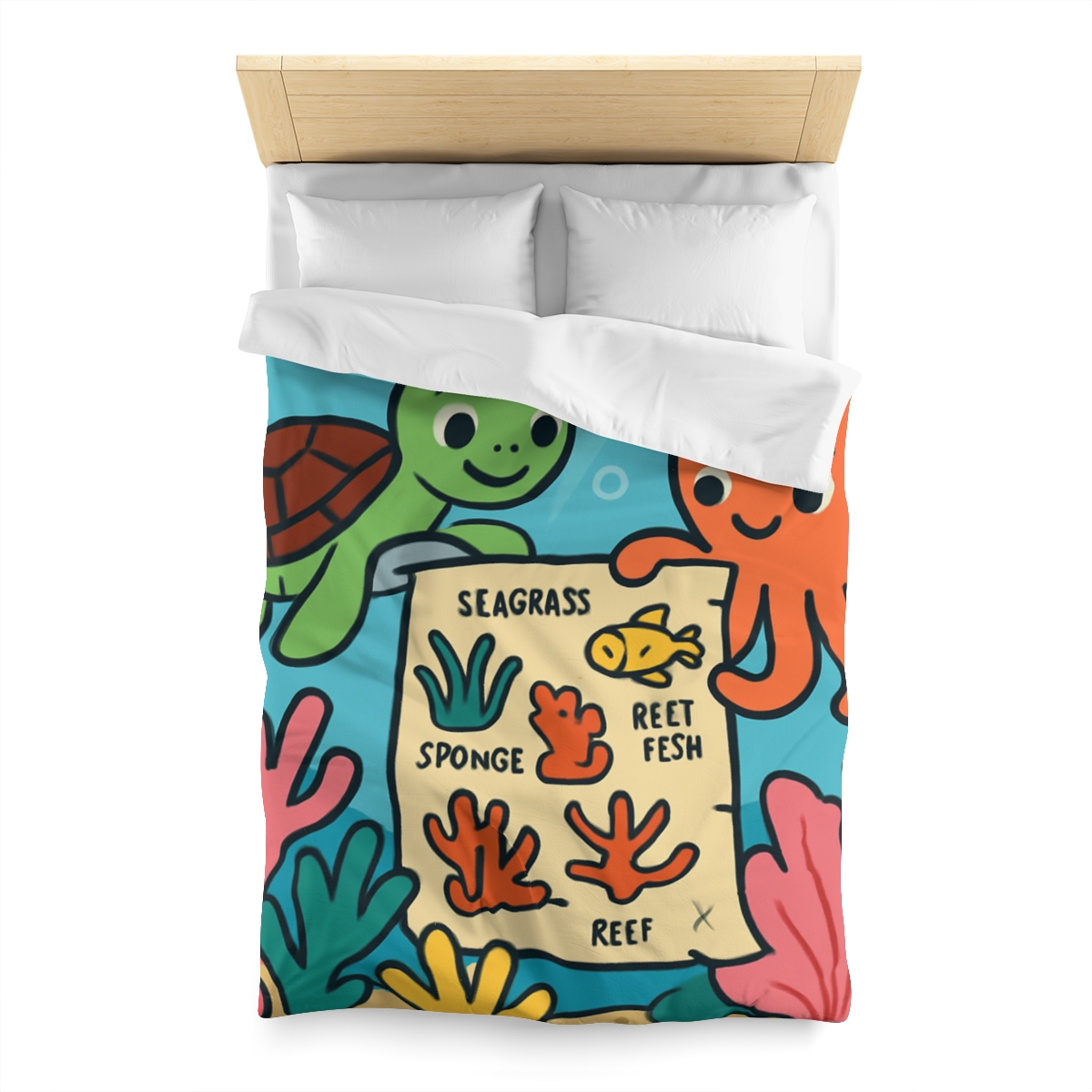 Coral Reef Map Makers personalized bedding duvets