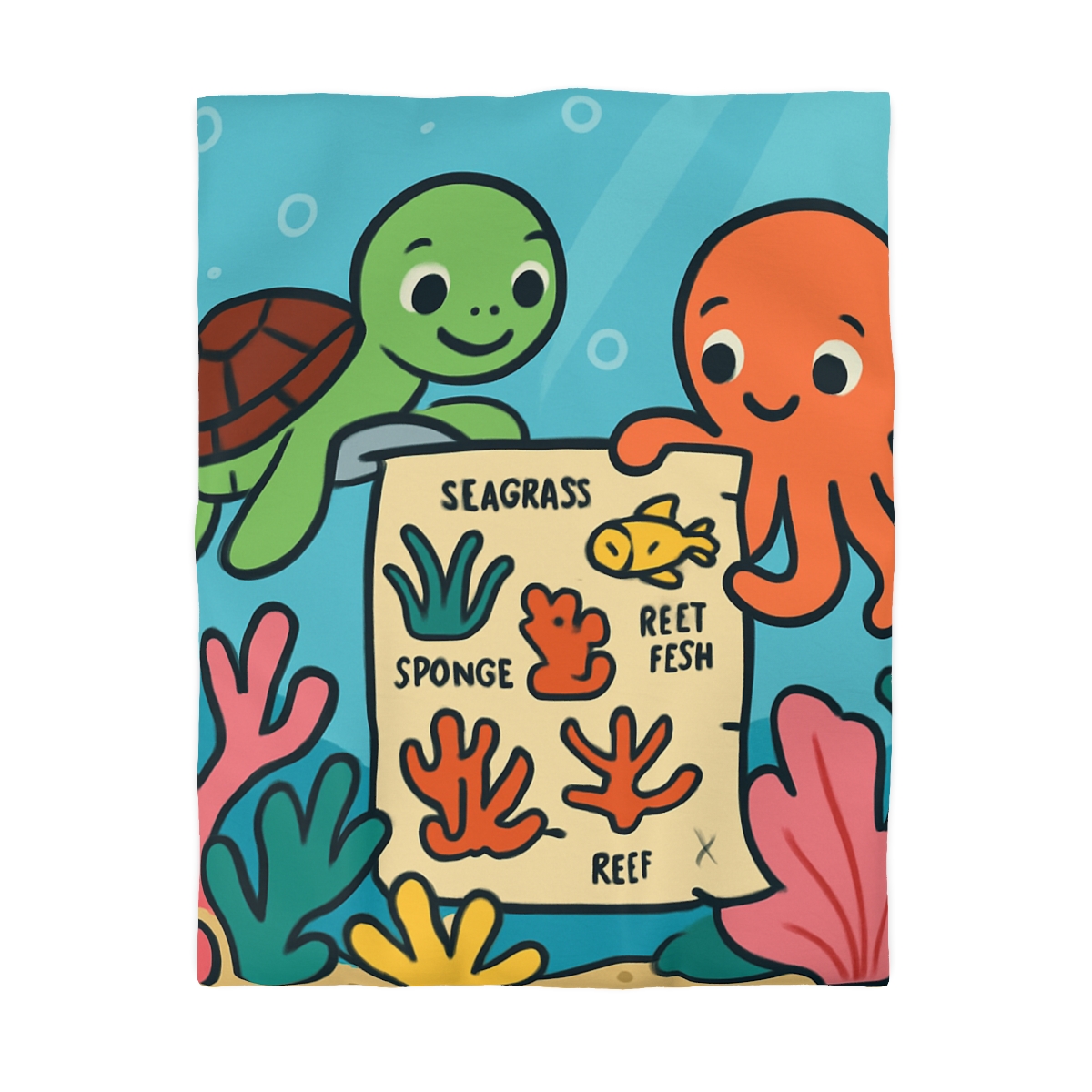 Coral Reef Map Makers personalized bedding duvets