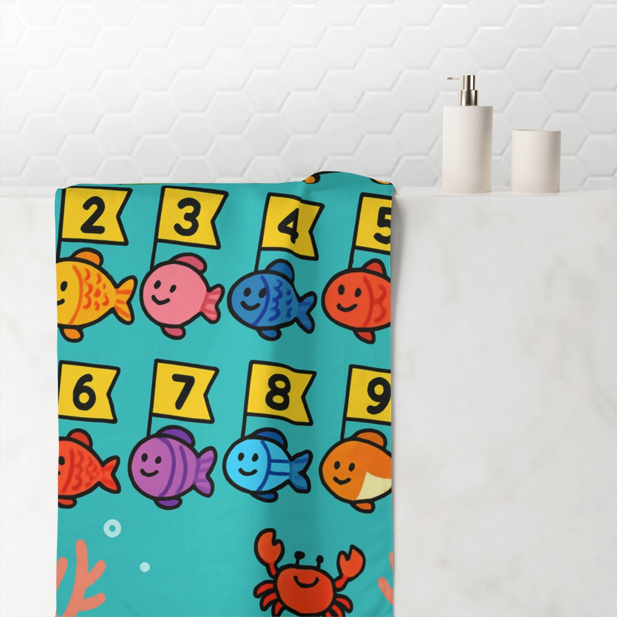 Coral Reef Math Parade trendy hand towels