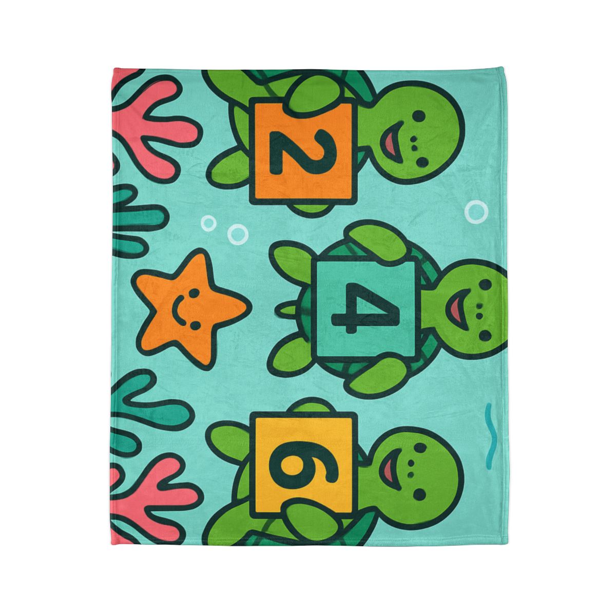 Coral Reef Math Parade Of Sea Turtles personalized cozy blankets