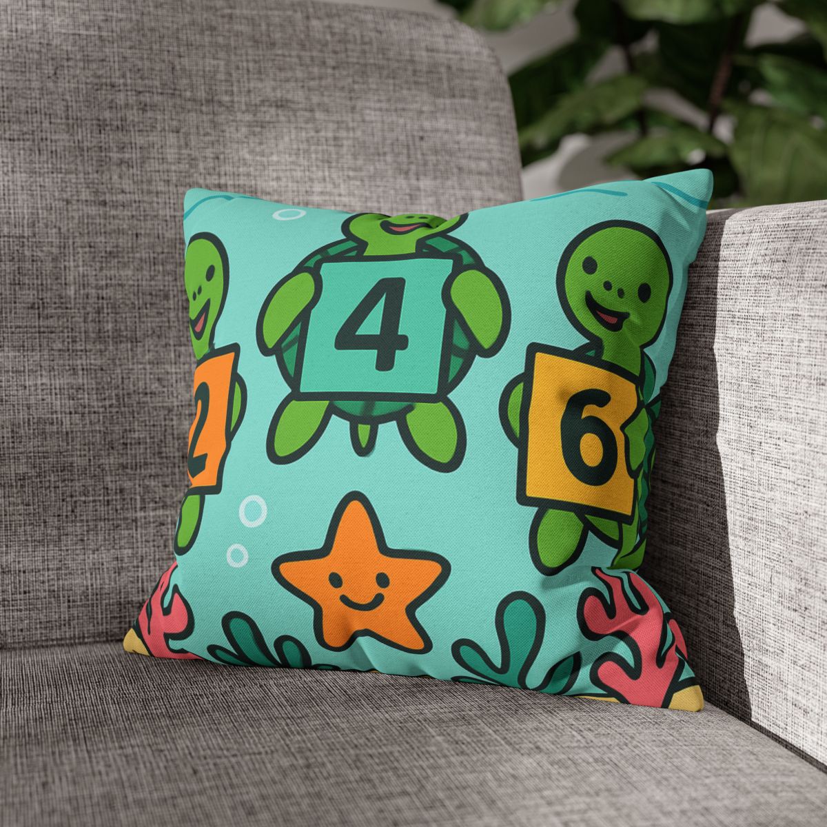 Coral Reef Math Parade Of Sea Turtles soft cotton pillow cases