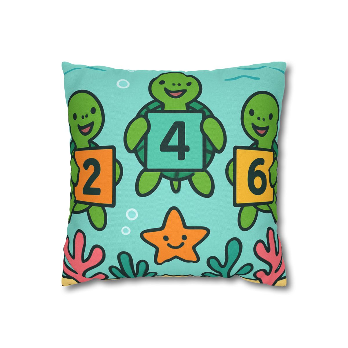 Coral Reef Math Parade Of Sea Turtles soft cotton pillow cases