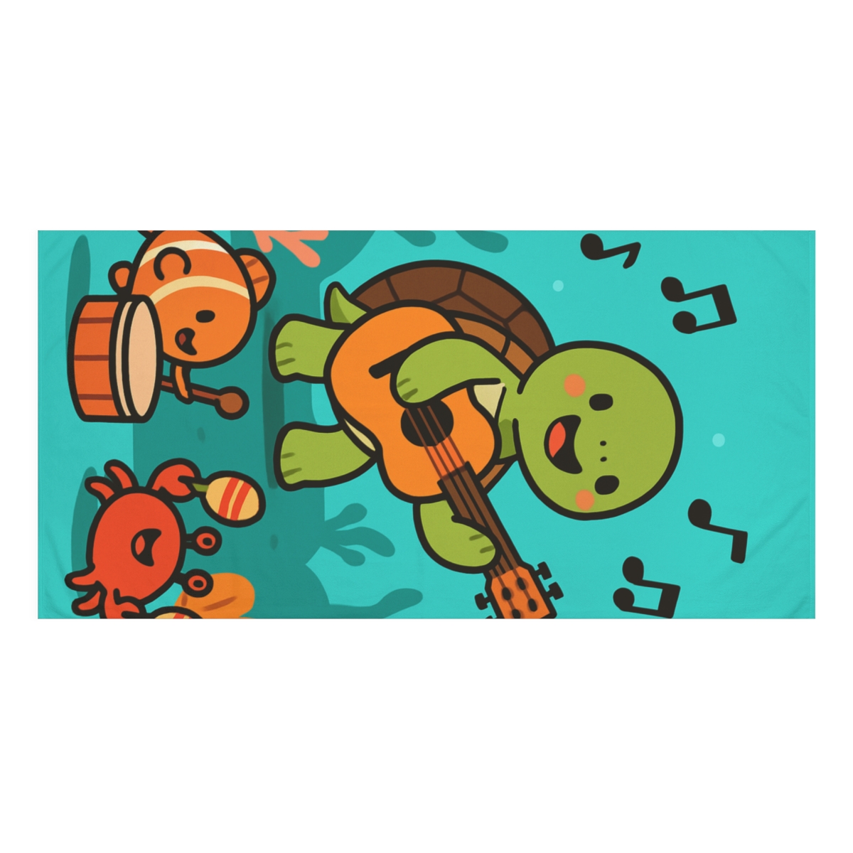 Coral Reef Music Turtle Band unique gift towels