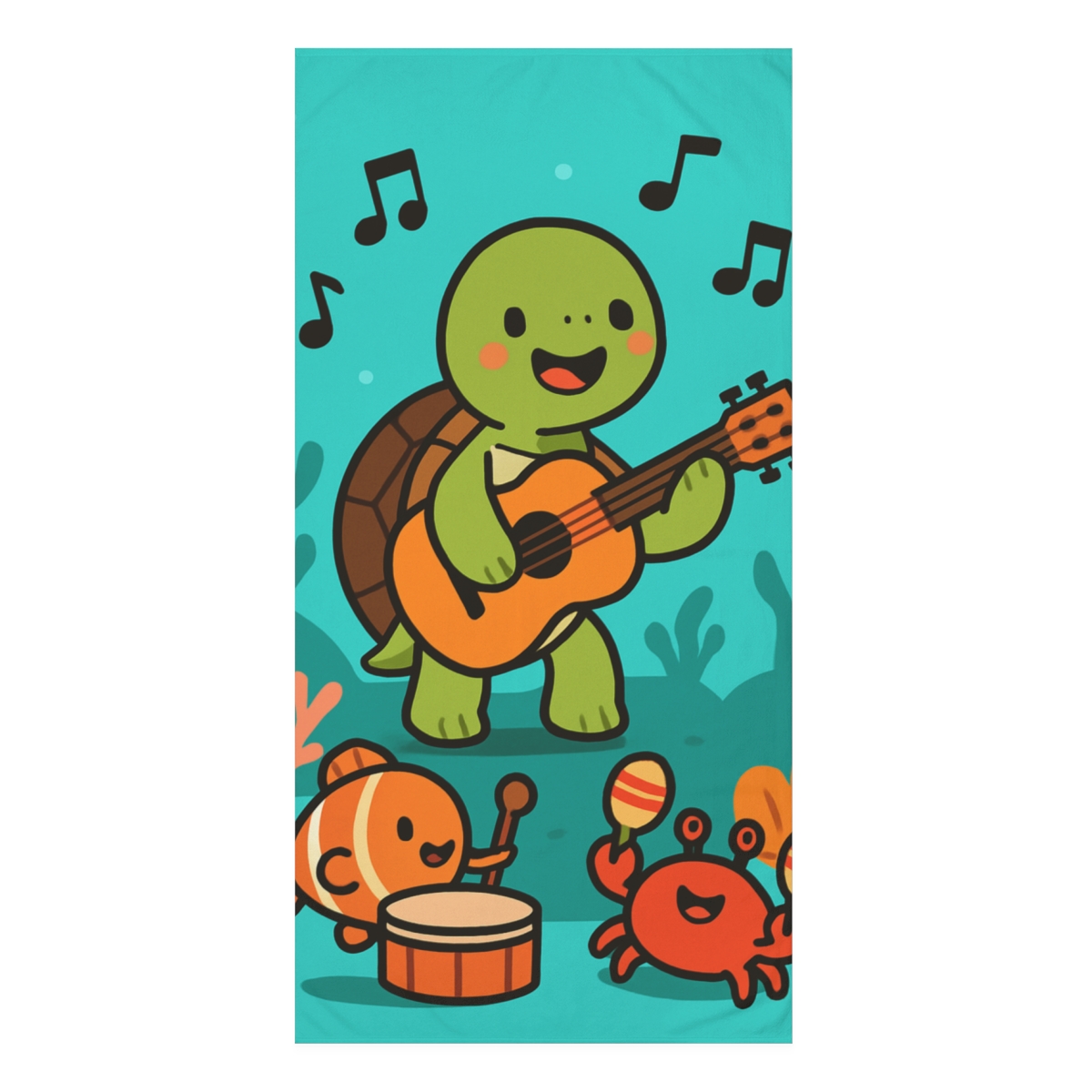 Coral Reef Music Turtle Band unique gift towels