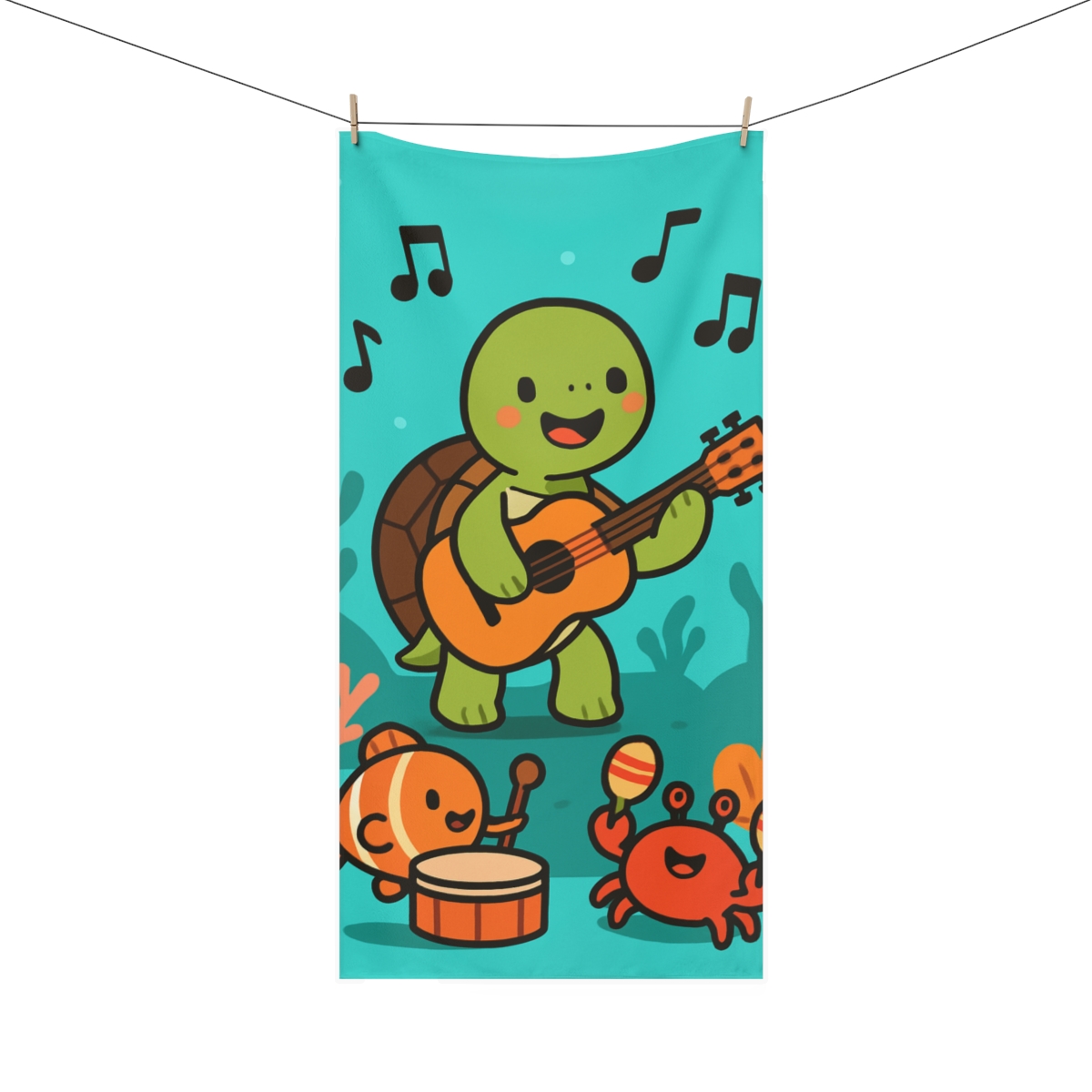 Coral Reef Music Turtle Band unique gift towels