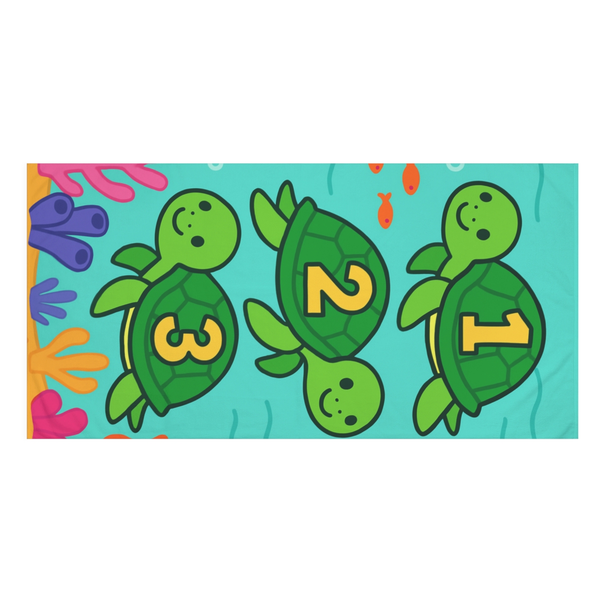 Coral Reef Number Parade With Sea Turtles decorative home towels