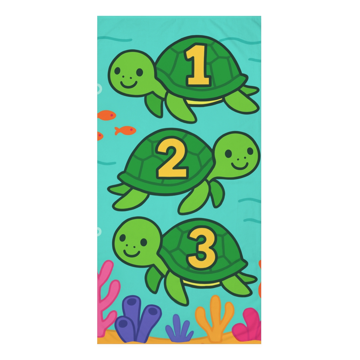Coral Reef Number Parade With Sea Turtles decorative home towels