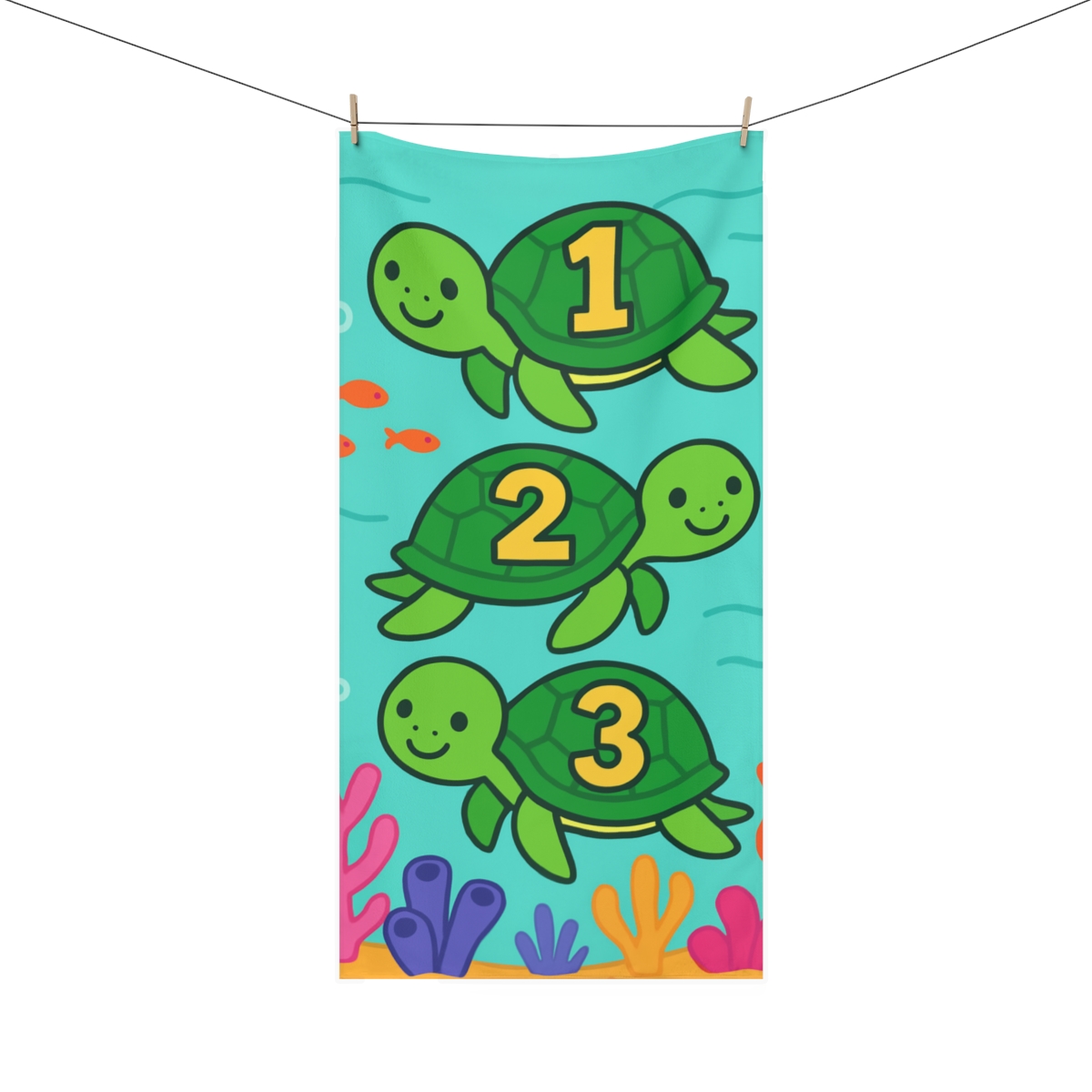 Coral Reef Number Parade With Sea Turtles decorative home towels