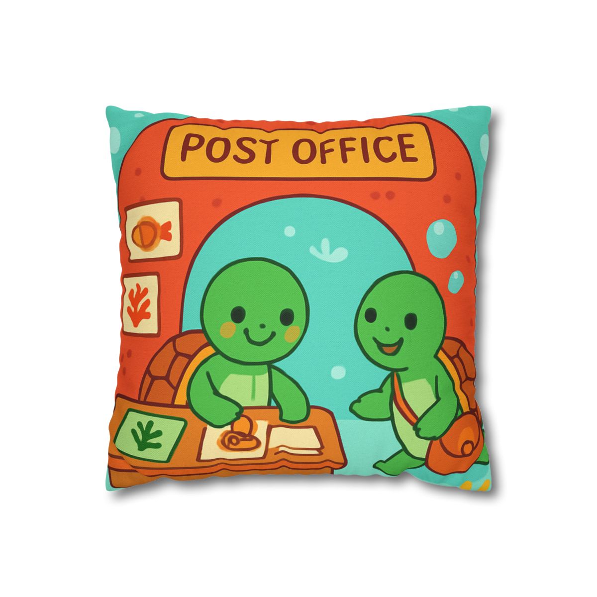 Coral Reef Post Office Run By Sea Turtles soft cotton pillow cases