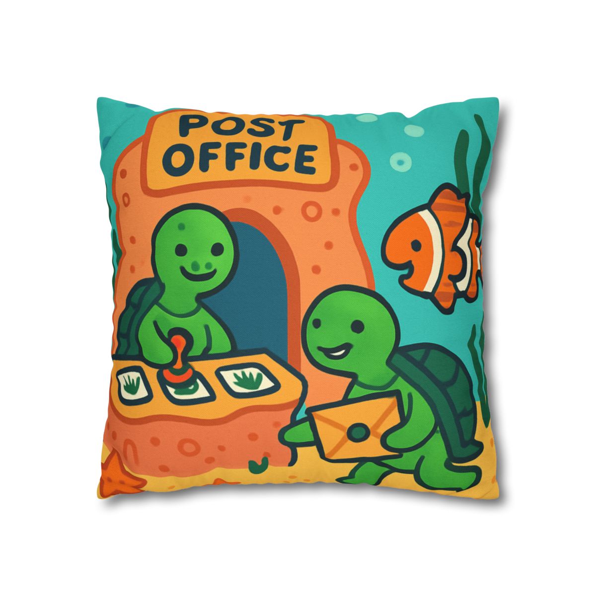 Coral Reef Post Office Run By Sea Turtles soft cotton pillow cases