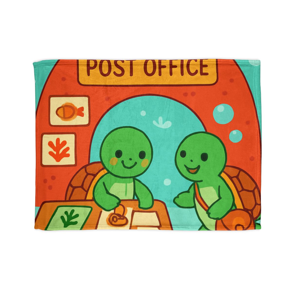 Coral Reef Post Office Run By Sea Turtles decorative home blankets
