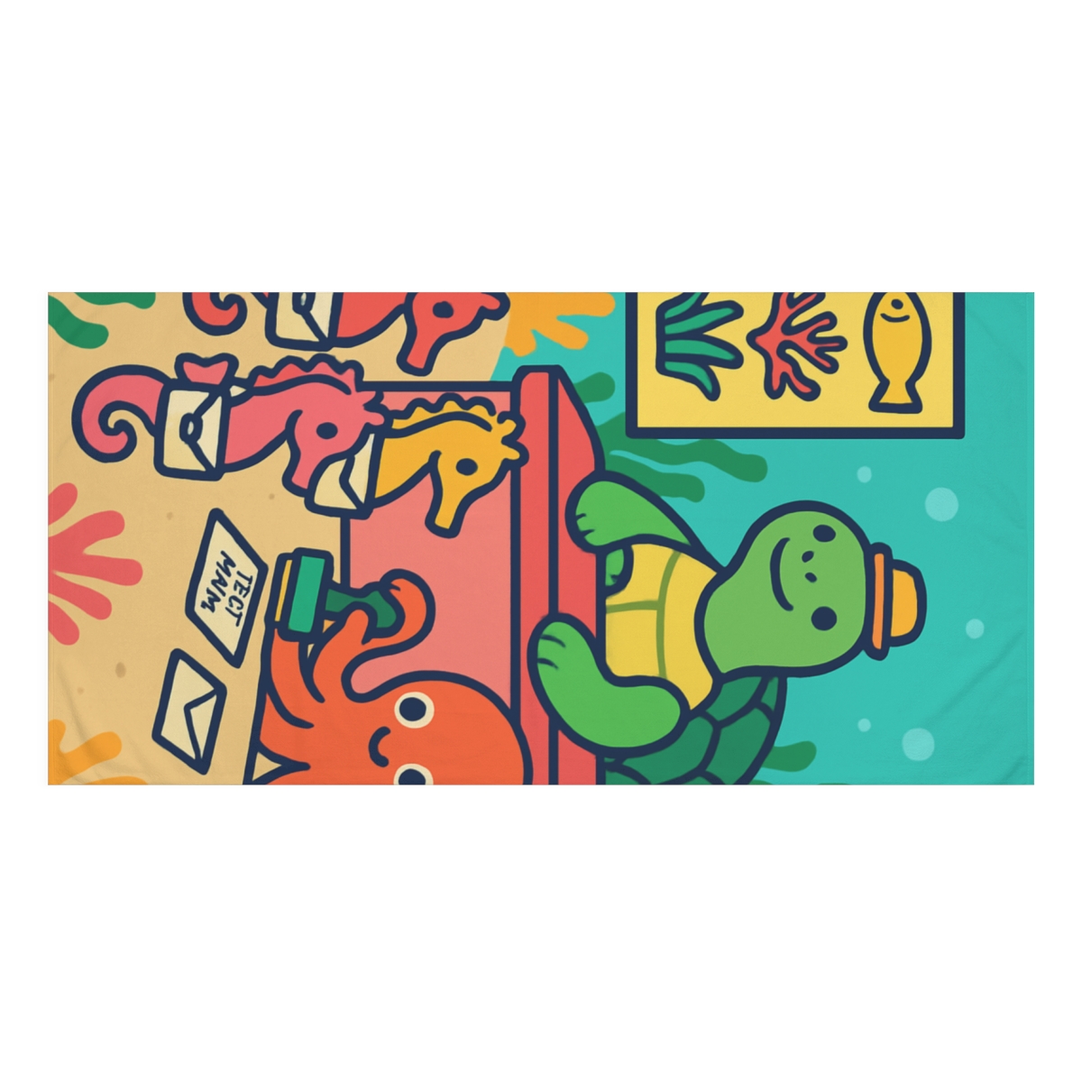 Coral Reef Post Office With Seahorse Mail soft cotton towels