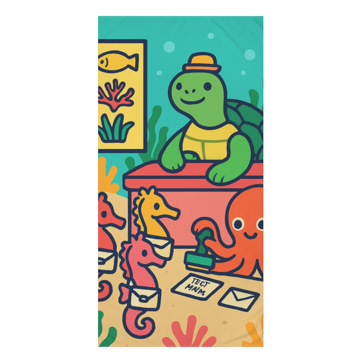 Coral Reef Post Office With Seahorse Mail soft cotton towels