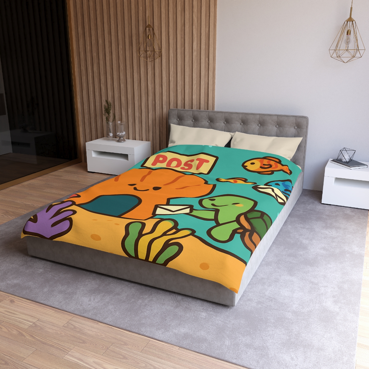Coral Reef Post Office With Turtle Mail Carrier personalized bedding duvets