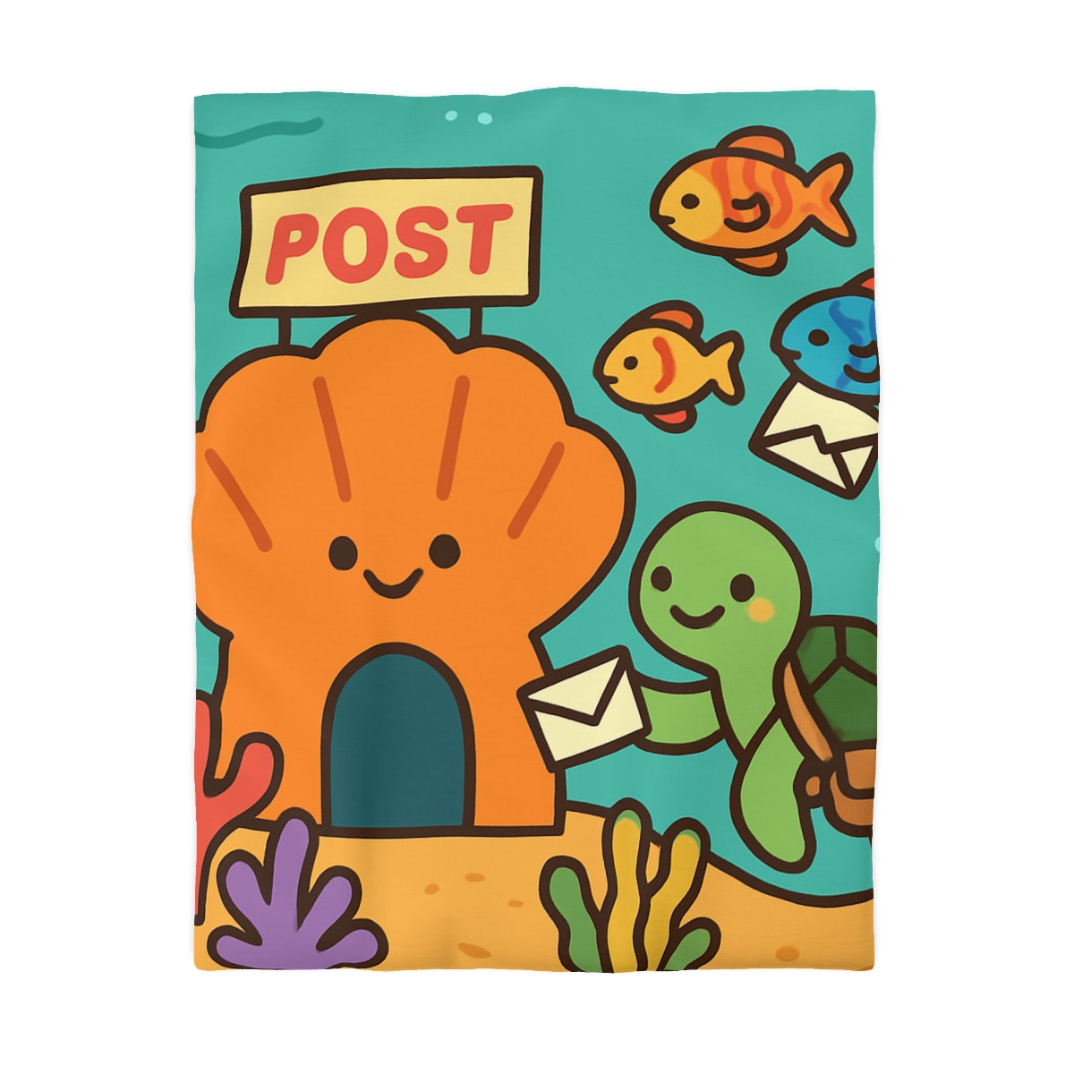 Coral Reef Post Office With Turtle Mail Carrier personalized bedding duvets
