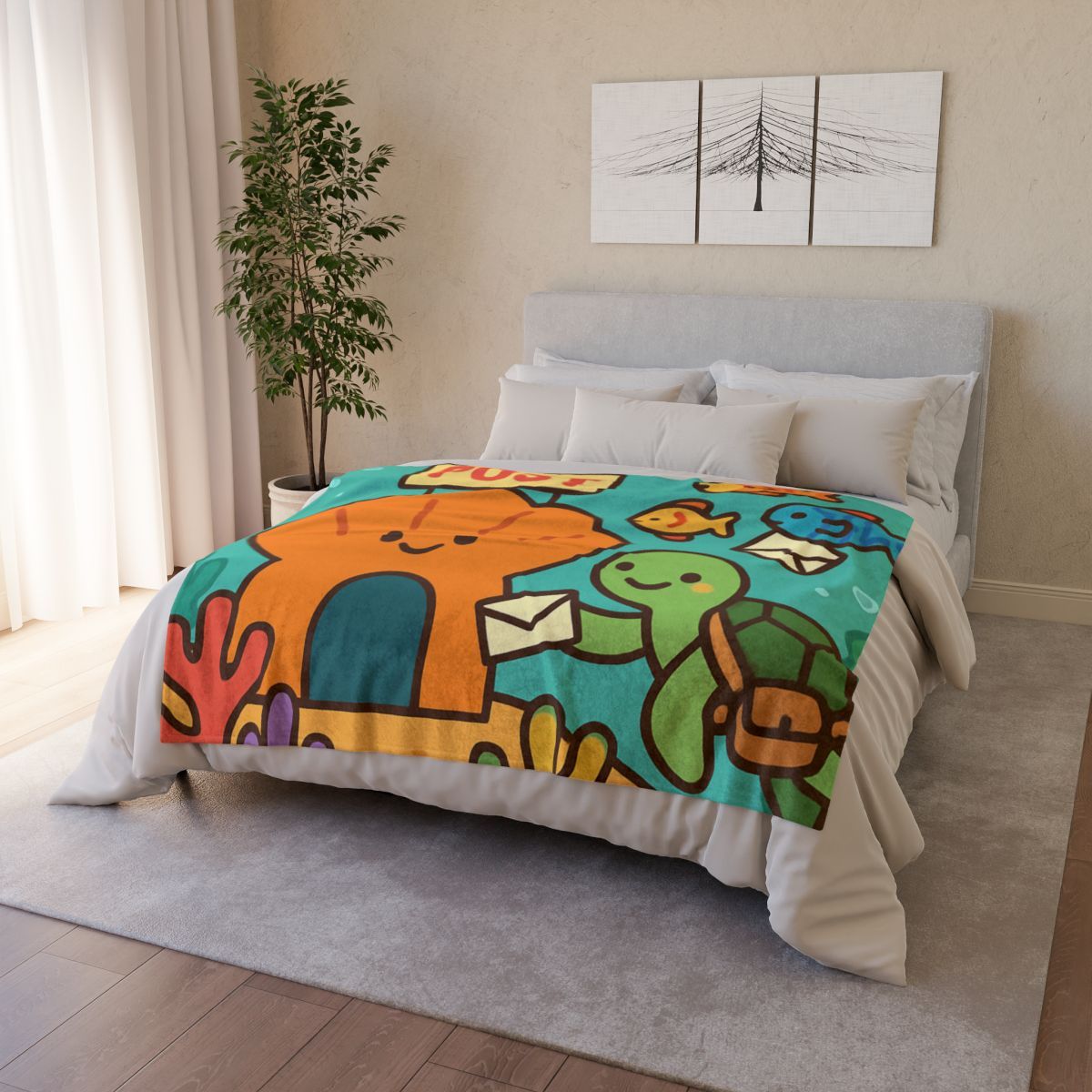Coral Reef Post Office With Turtle Mail Carrier unique gift blanketscustom blankets