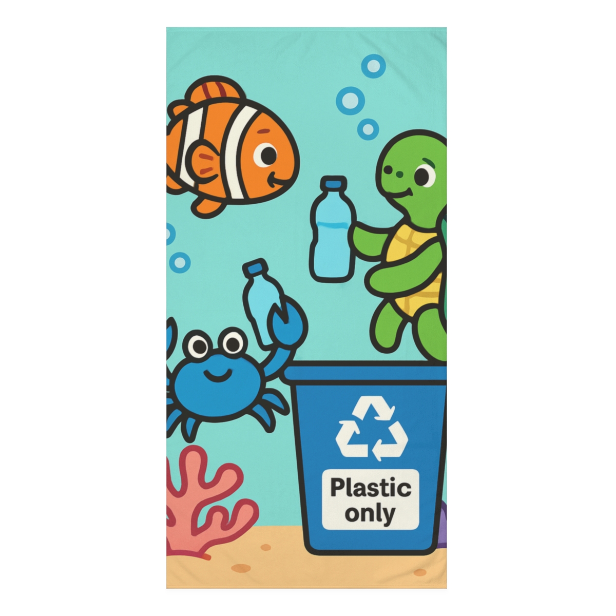 Coral Reef Recycling Crew trendy hand towels