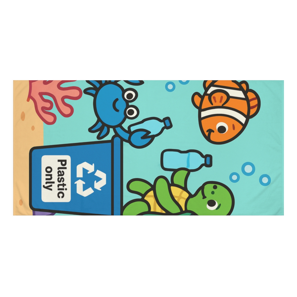 Coral Reef Recycling Crew trendy hand towels