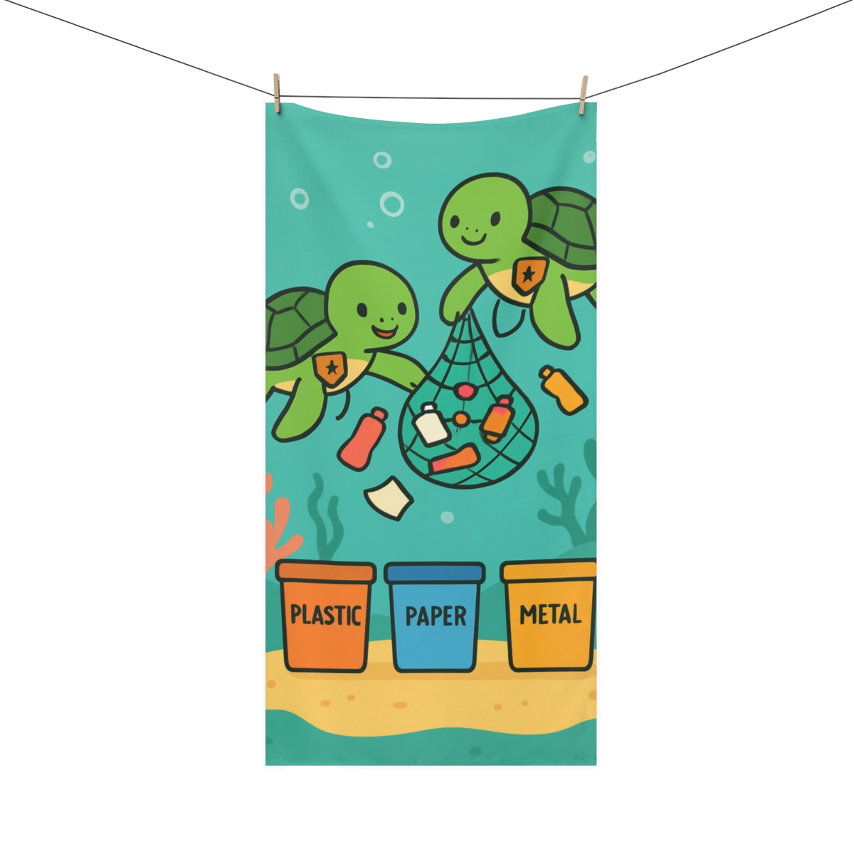 Coral Reef Recycling Rangers comfortable face towels