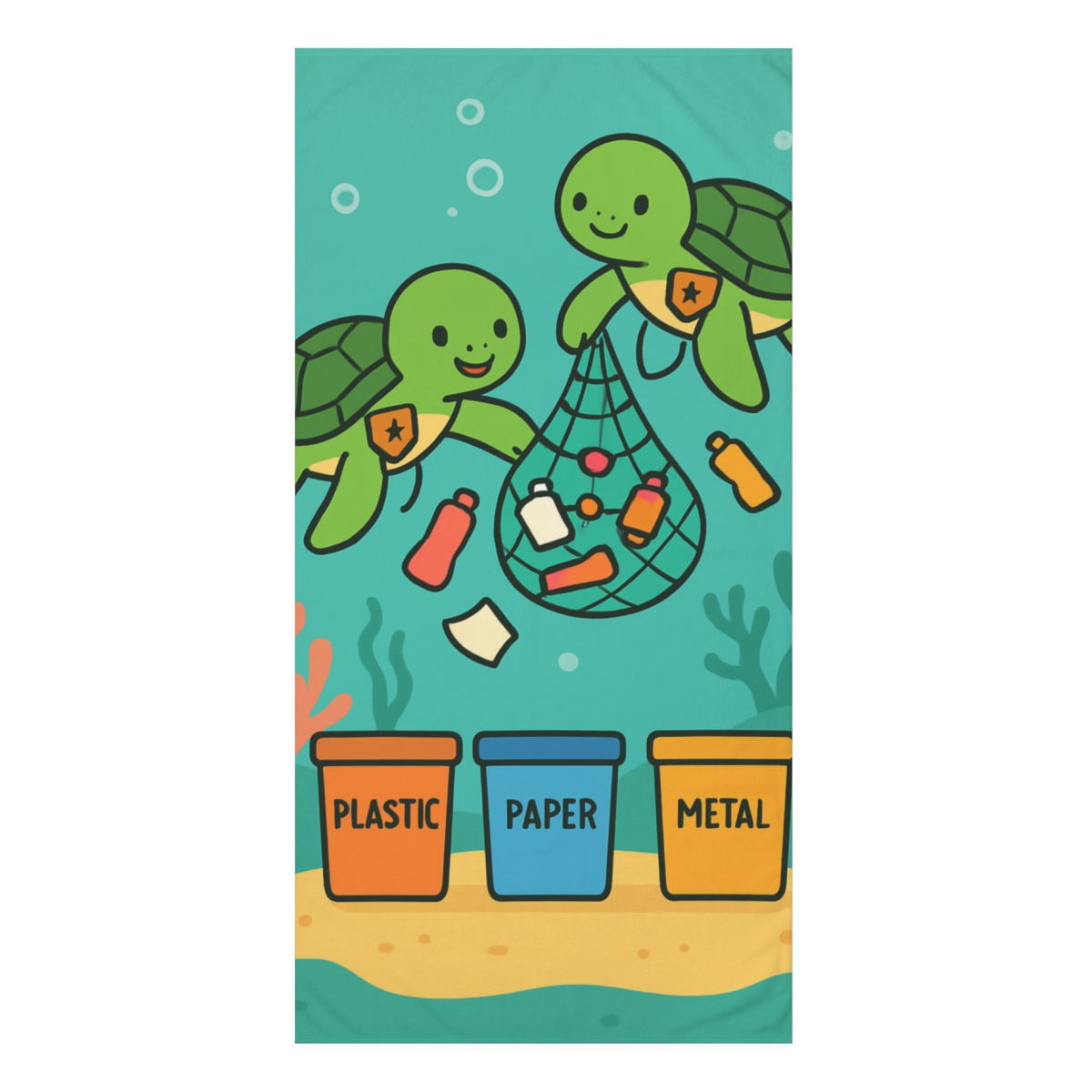 Coral Reef Recycling Rangers comfortable face towels