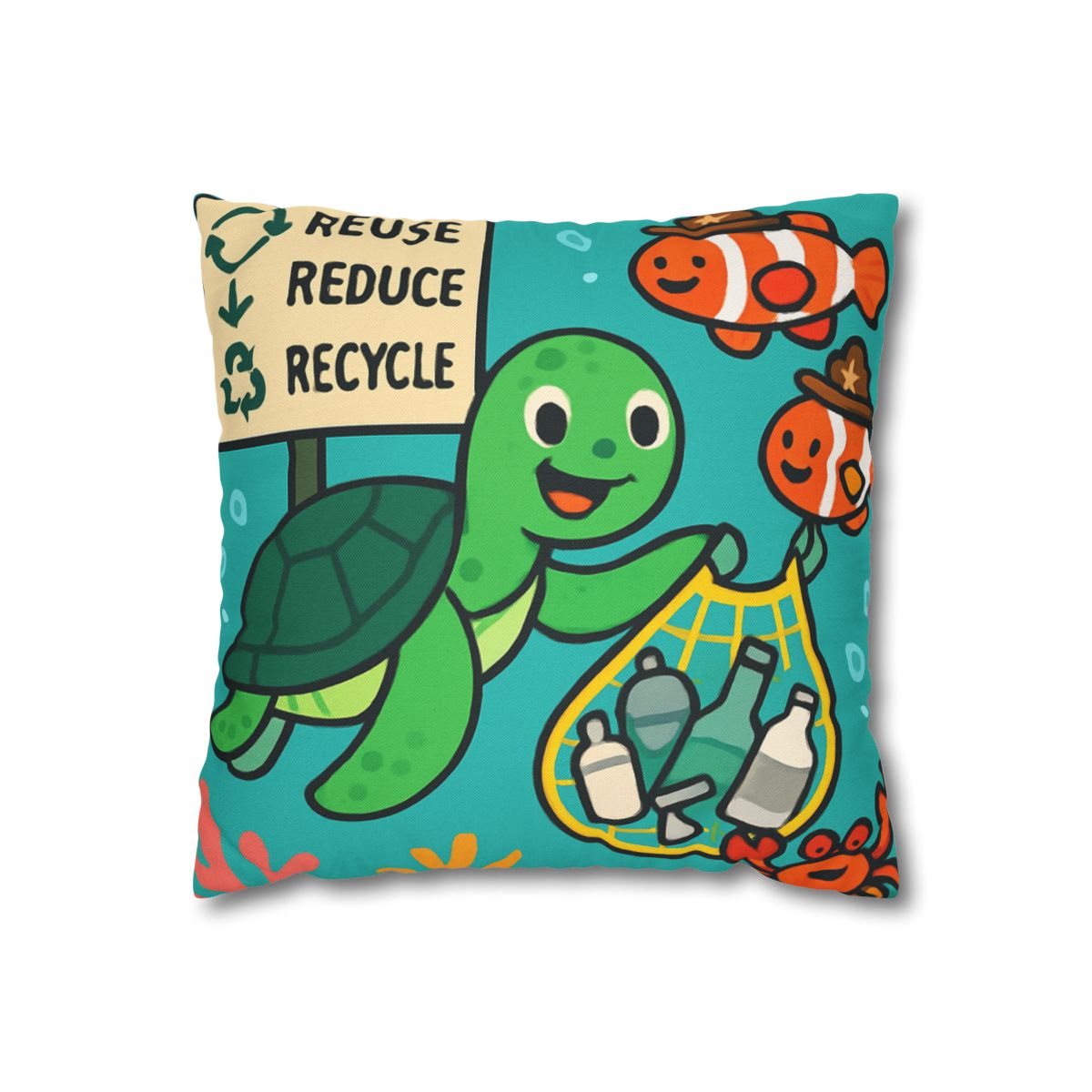 Coral Reef Recycling Rangers designer print pillow cases