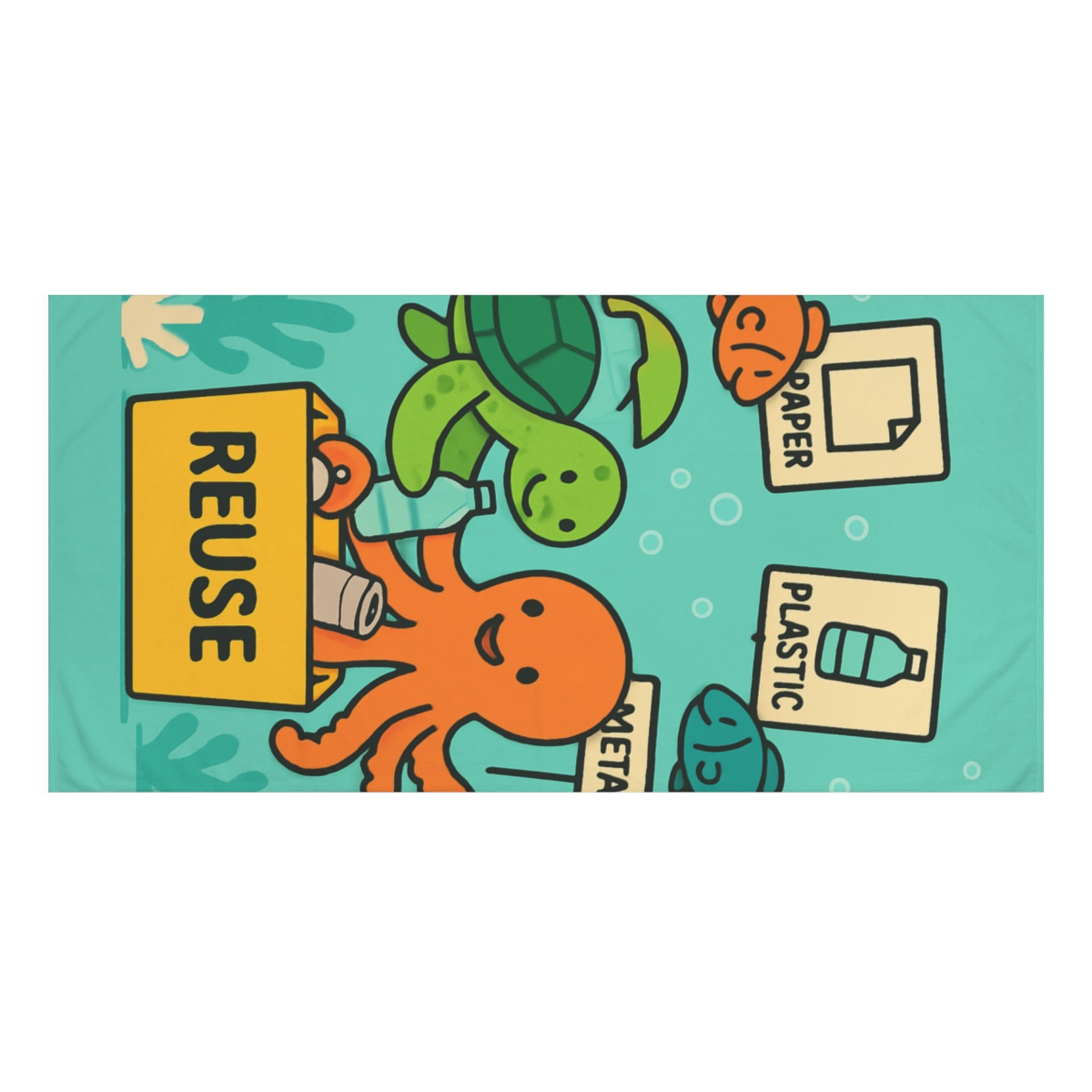 Coral Reef Recycling Rangers comfortable face towels