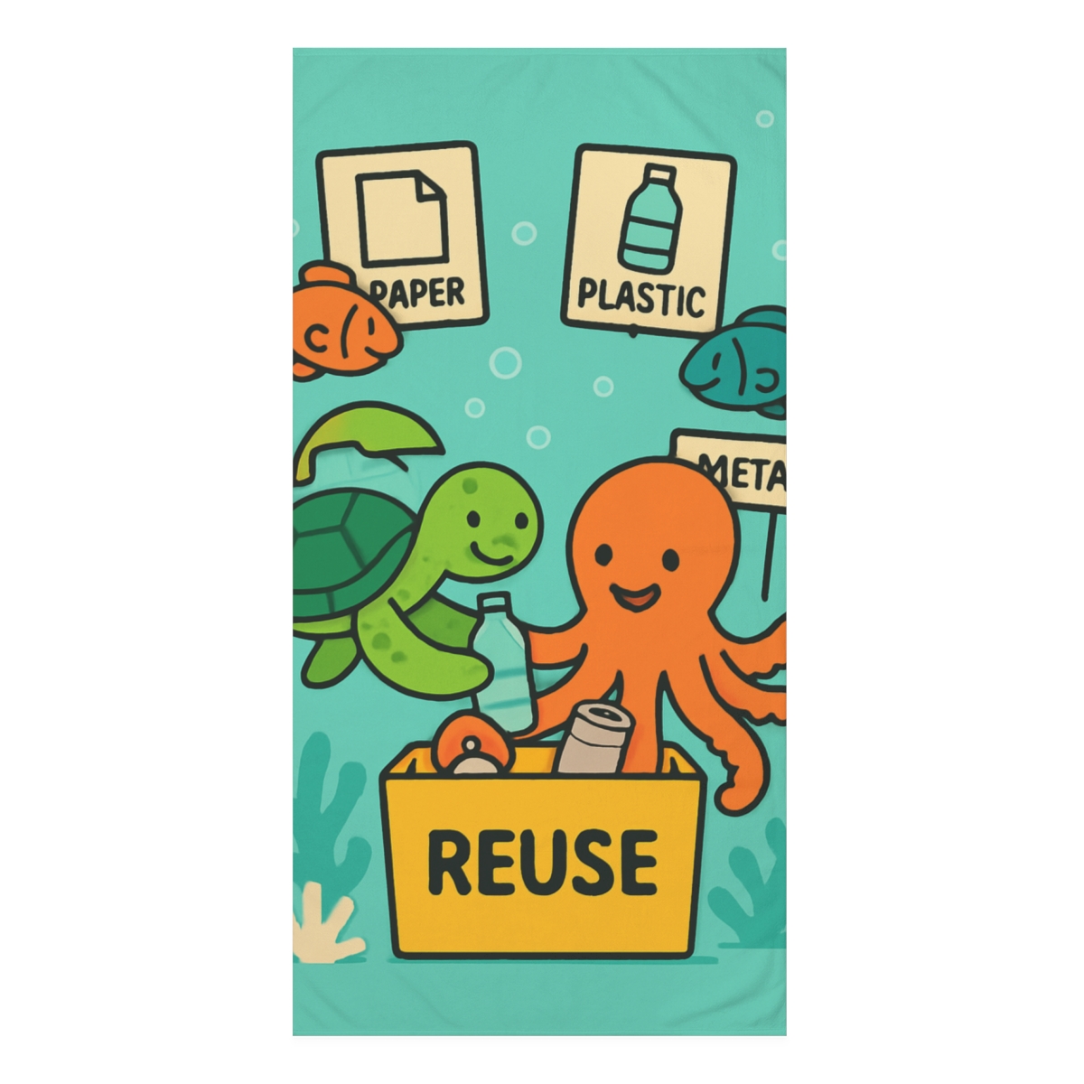 Coral Reef Recycling Rangers comfortable face towels