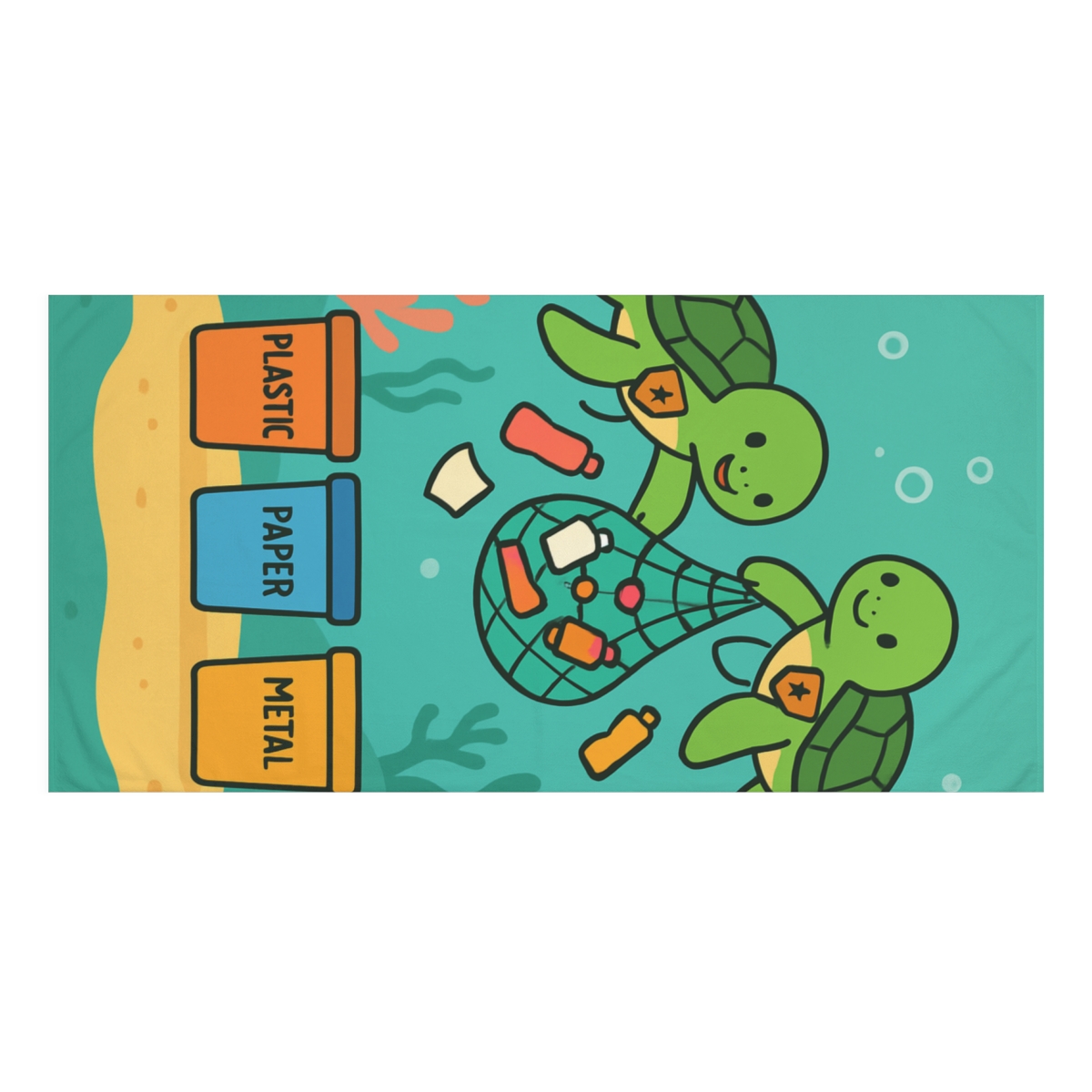 Coral Reef Recycling Rangers comfortable face towels