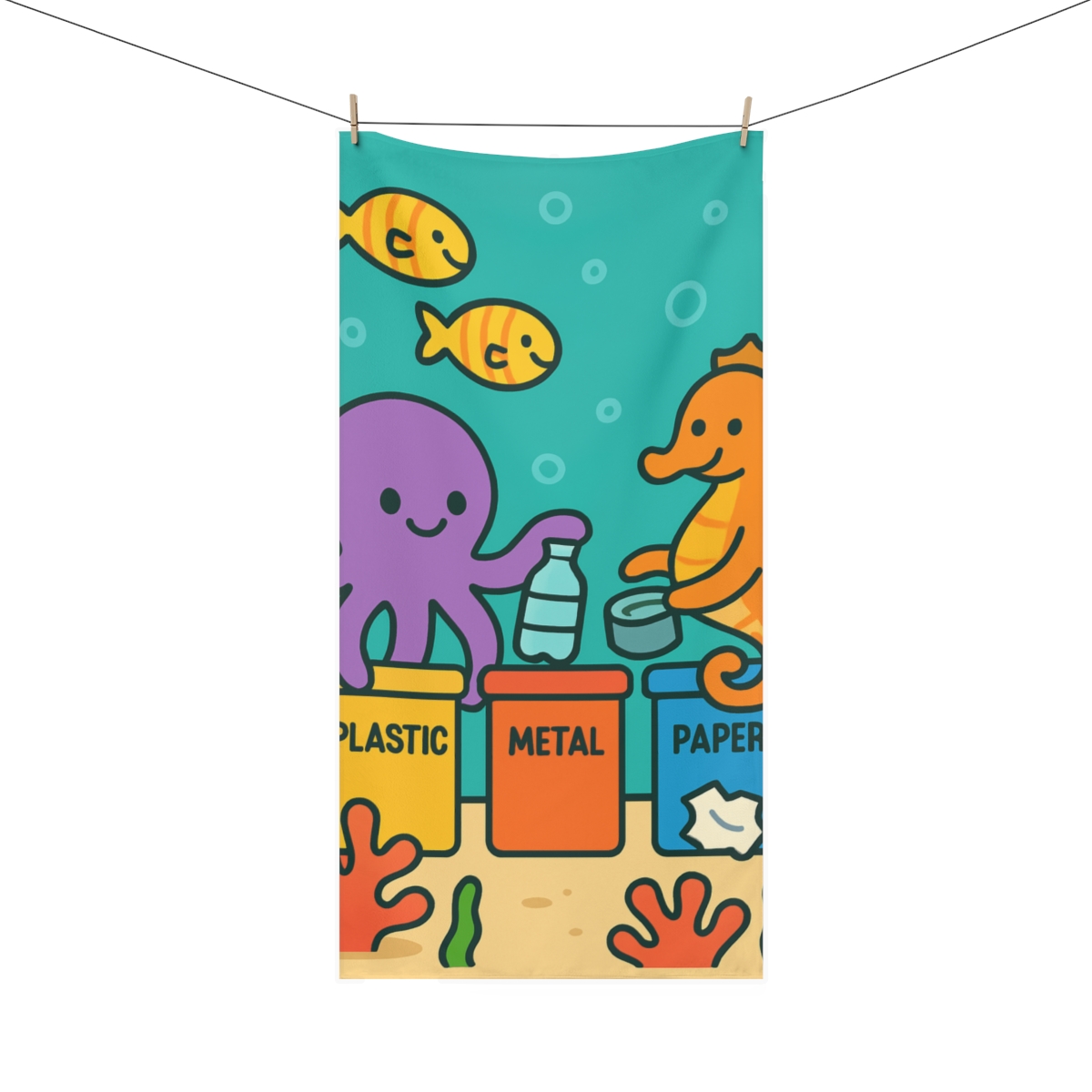 Coral Reef Recycling Squad unique gift towels