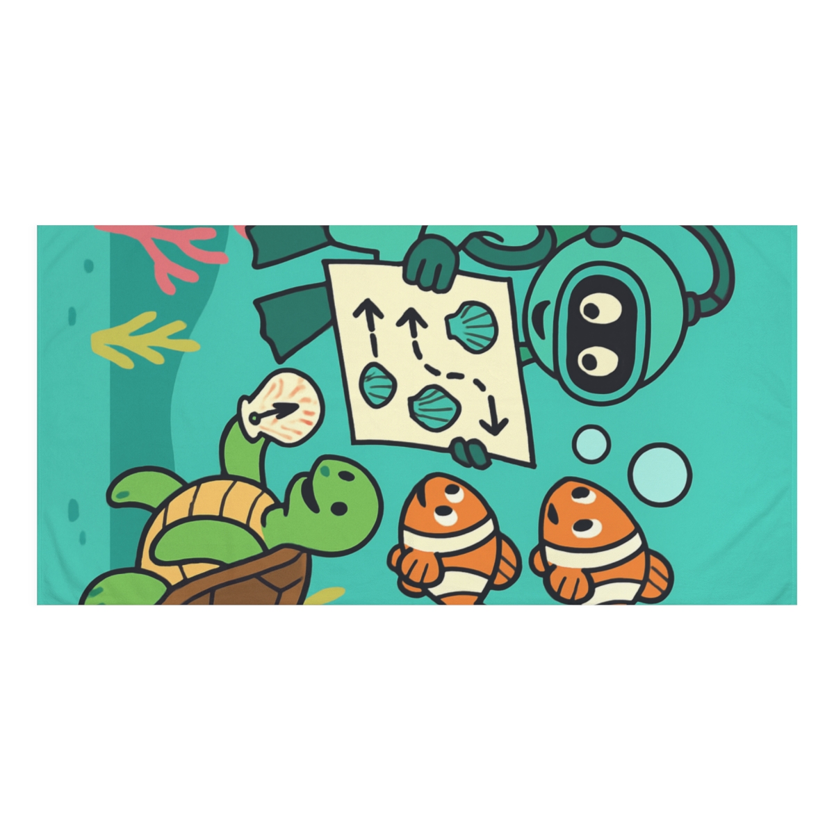 Coral Reef Robot And The Bubble Map decorative home towels