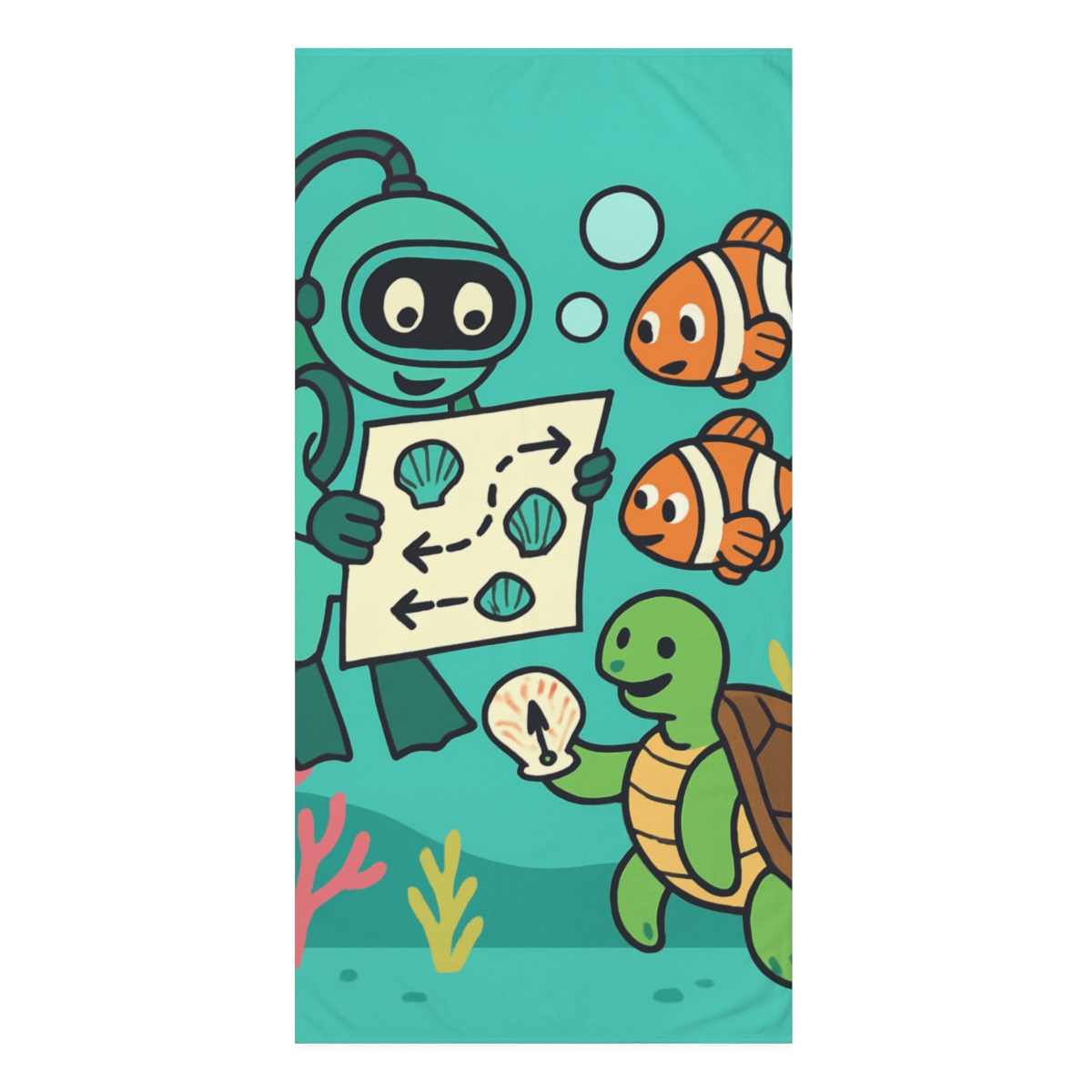 Coral Reef Robot And The Bubble Map decorative home towels