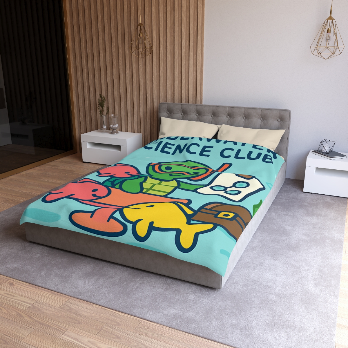 Coral Reef Science Club Turtle personalized bedding duvets