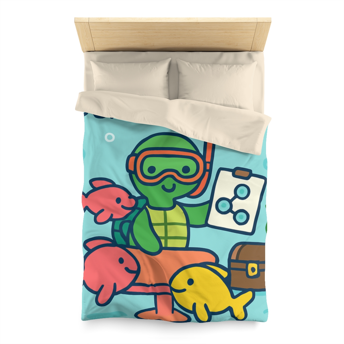 Coral Reef Science Club Turtle personalized bedding duvets