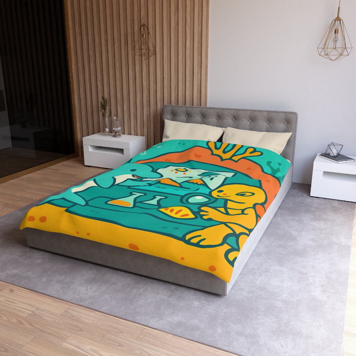 Coral Reef Science Lab designer printed duvets