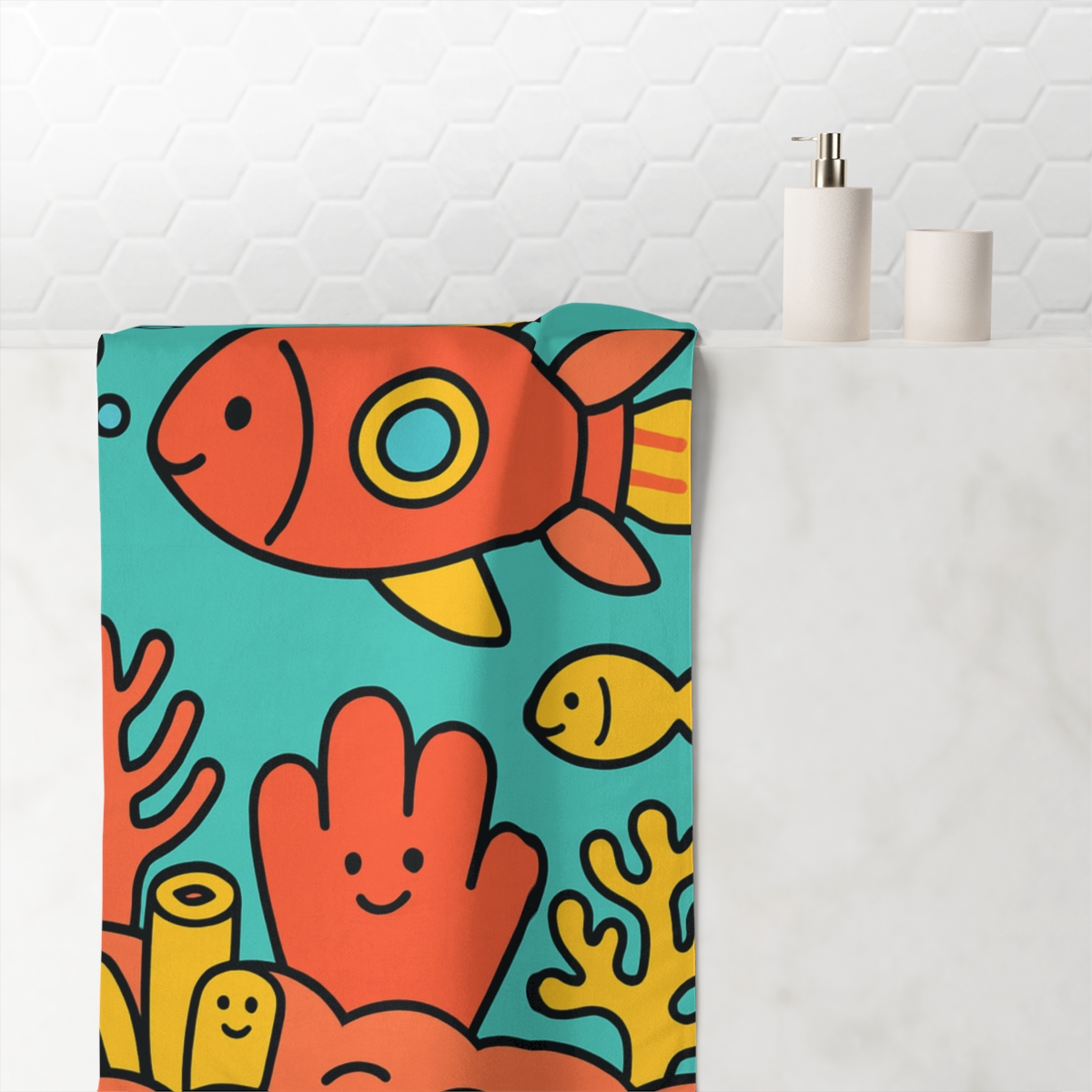Coral Rocket Reef soft cotton towels