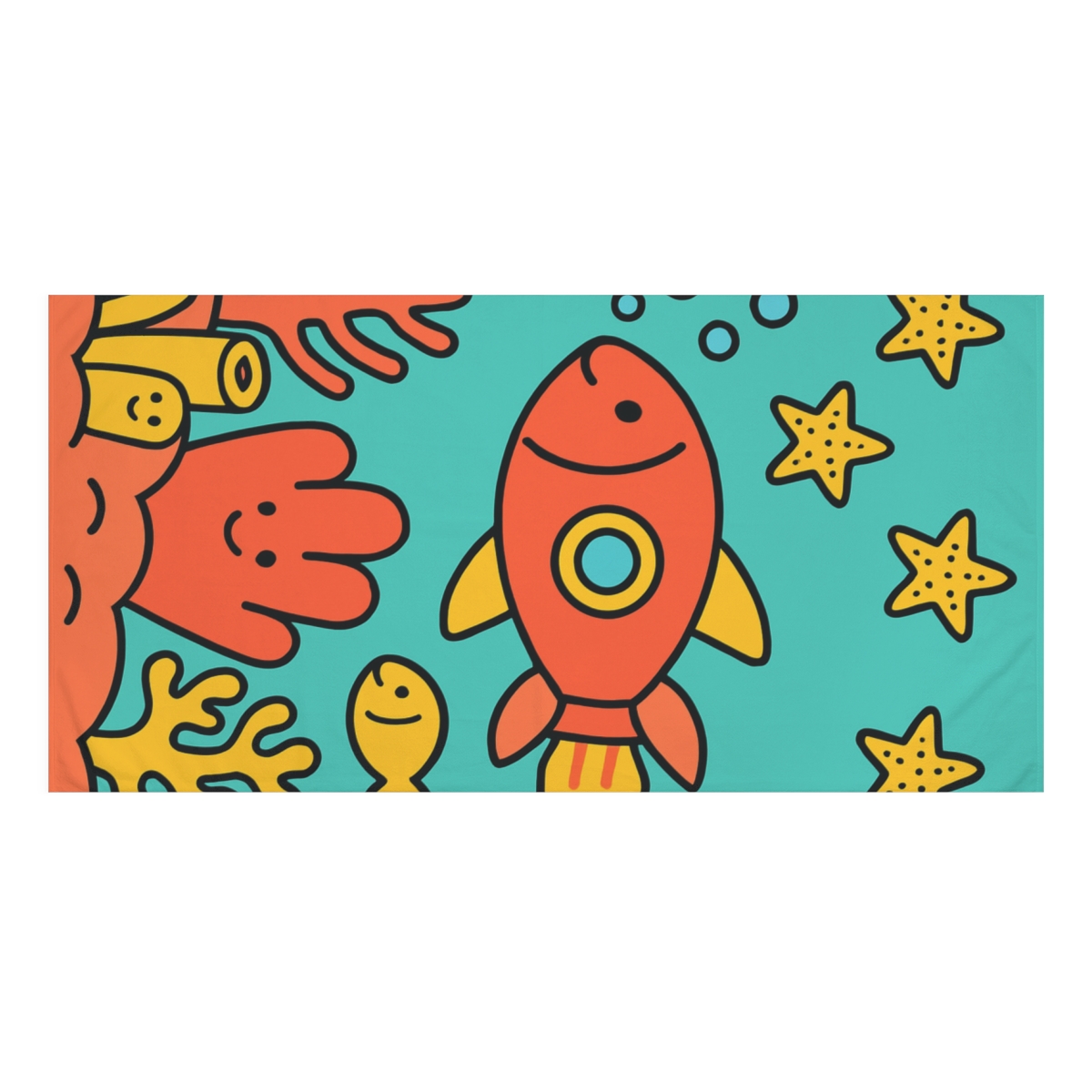 Coral Rocket Reef soft cotton towels