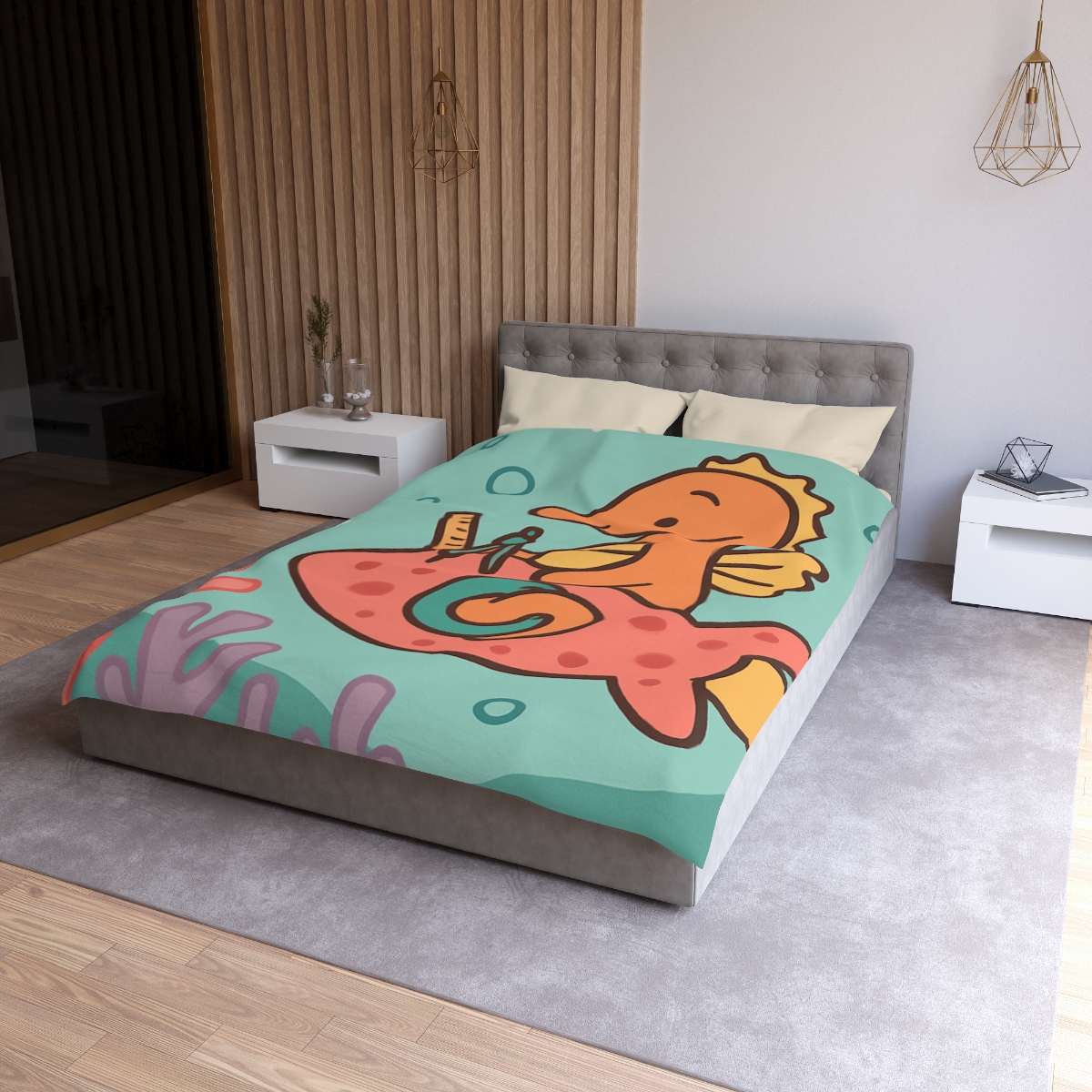 Coral Rocket Seahorse trendy bedroom duvets