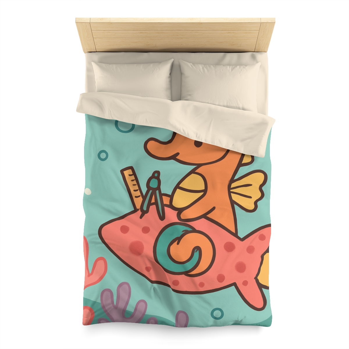 Coral Rocket Seahorse trendy bedroom duvets