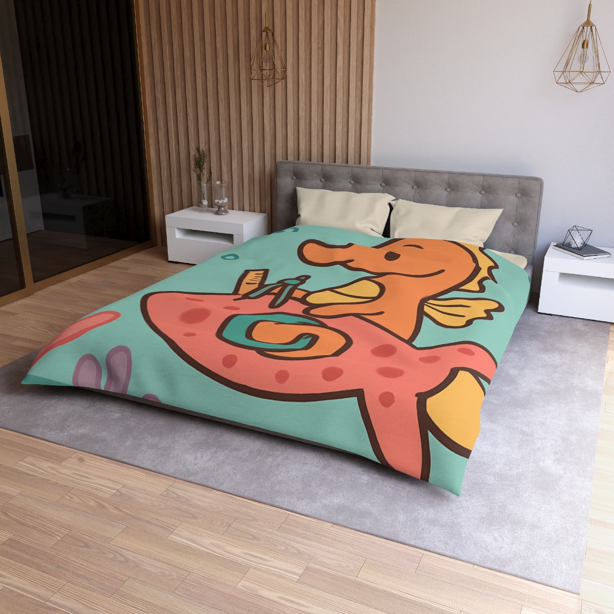 Coral Rocket Seahorse trendy bedroom duvets