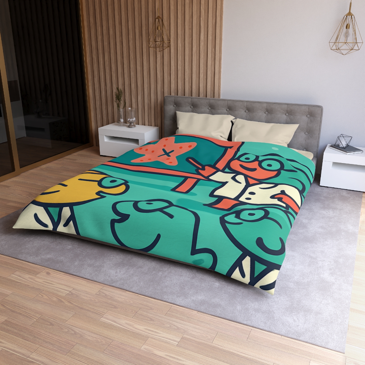 Coral School Of Scientists designer printed duvets