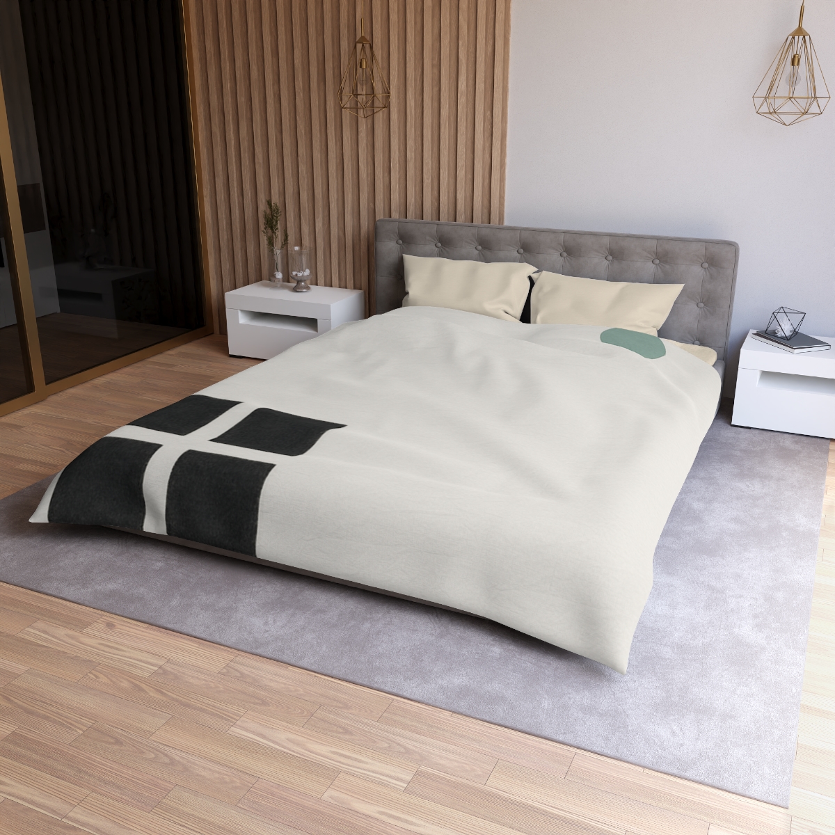 Corner Grid And Wandering Planet designer printed duvets