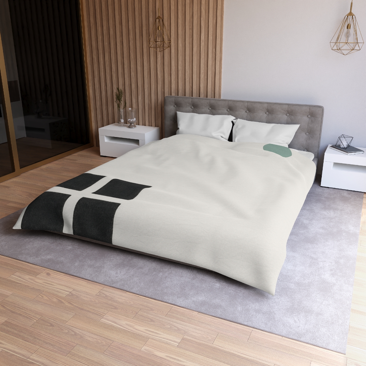 Corner Grid And Wandering Planet designer printed duvets