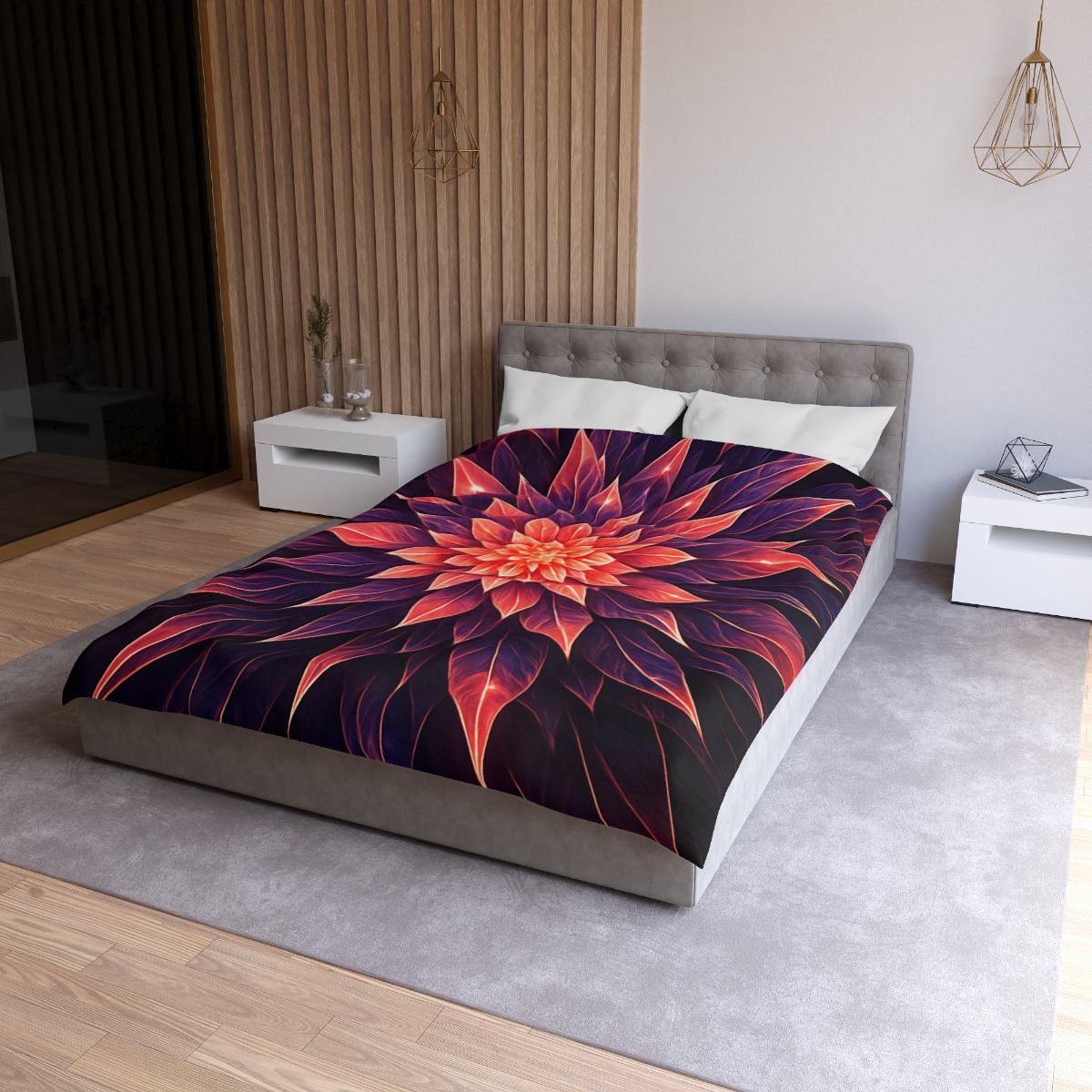 Cosmic Bloom Fractal personalized bedding duvets