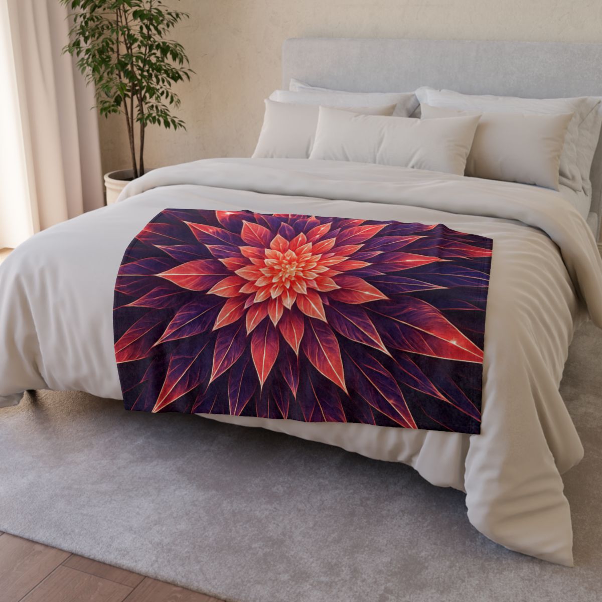 Cosmic Bloom Fractal soft fleece blankets
