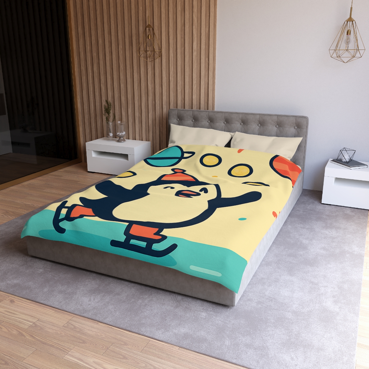 Cosmic Carnival Penguin designer printed duvets