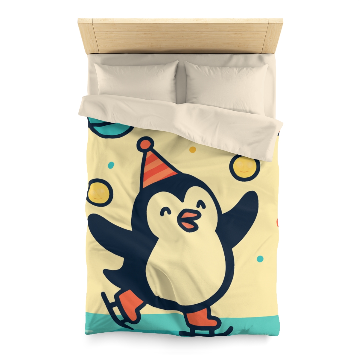 Cosmic Carnival Penguin designer printed duvets