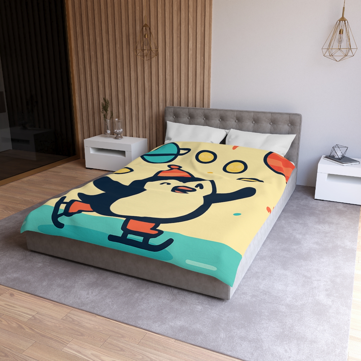 Cosmic Carnival Penguin designer printed duvets